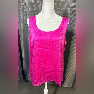 Talbots Fuchsia Satin Scoop Neck Tank